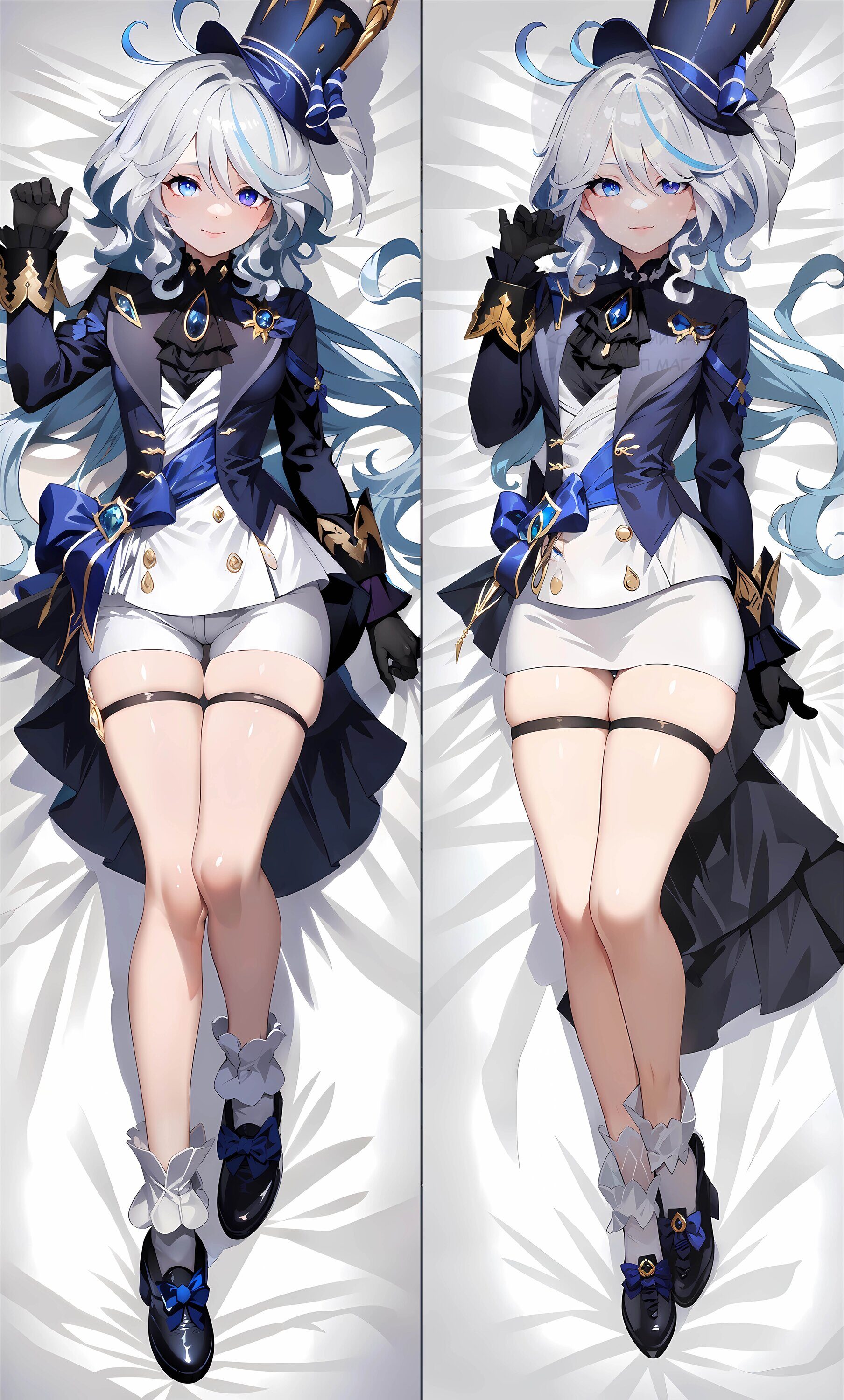 Наволочка дакимакура Фурина из игры "Геншин Импакт" - Dakimakura Furina Genshin Impact, 180x60см