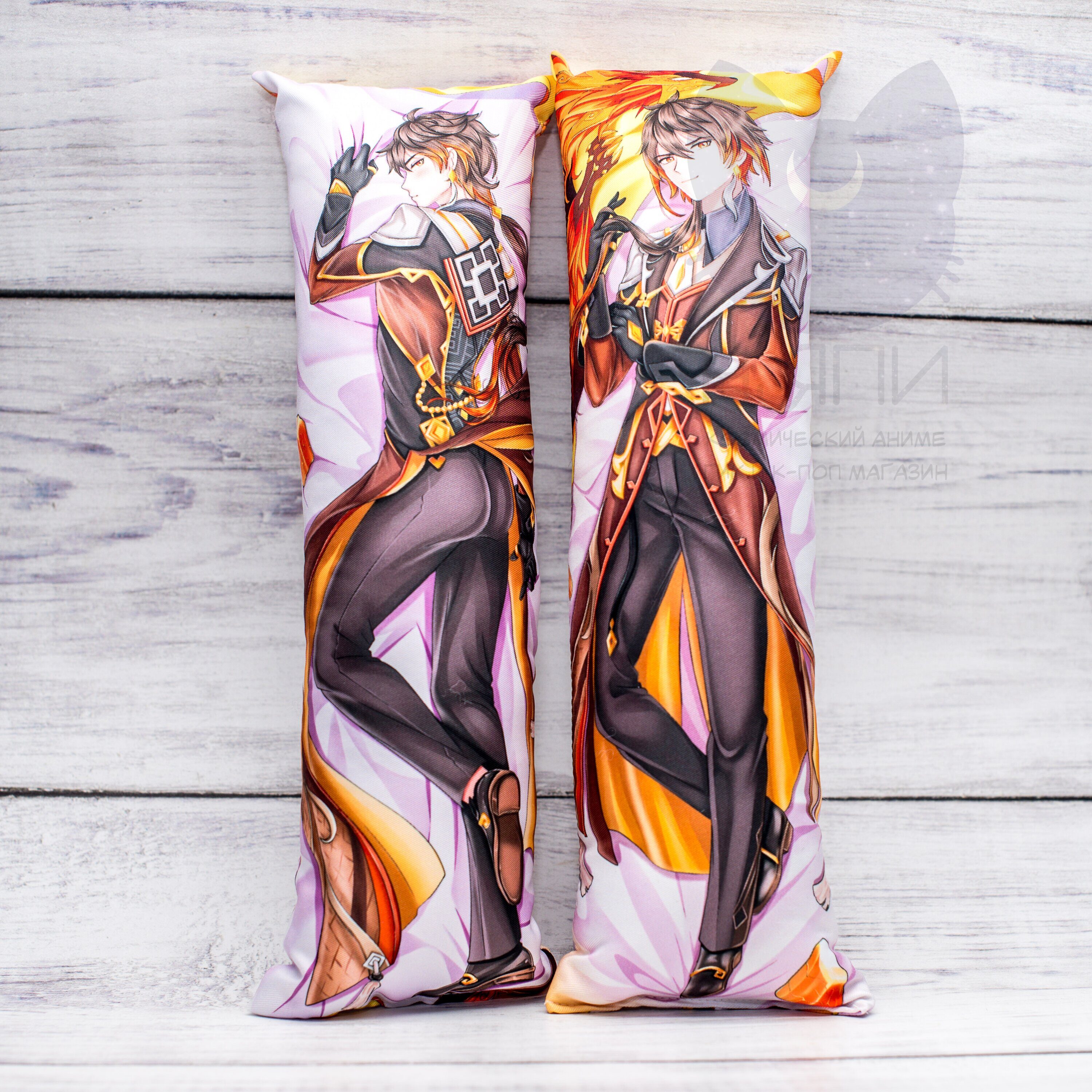 Подушка-дакимакура Батон Чжун Ли из игры "Геншин Импакт" вариант 9 - Dakimakura Zhongli Genshin Impact, 40х13см